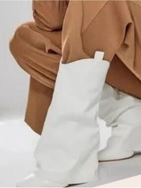 PrettyLittleThing wedgeWhite Mid-Calf Slip-On Fashion Boots
